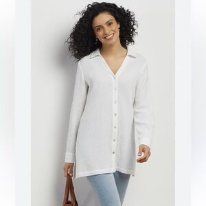 Soft Surroundings escambia cream gauzy cotton White Tunic Top